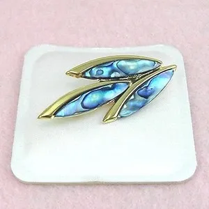 Authentic Leaf of Life: Paua Gold Plated Brooch for Abundance and Vitality