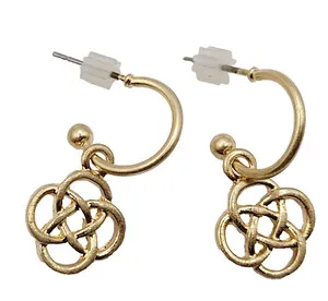 Authentic Ewigkeit Celtic Knot Gold-Plated Dangle Hoops