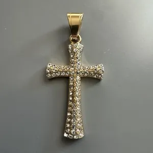 Authentic Sacred Radiance - Gold Plated Cross Pendant with Cubic Zirconia