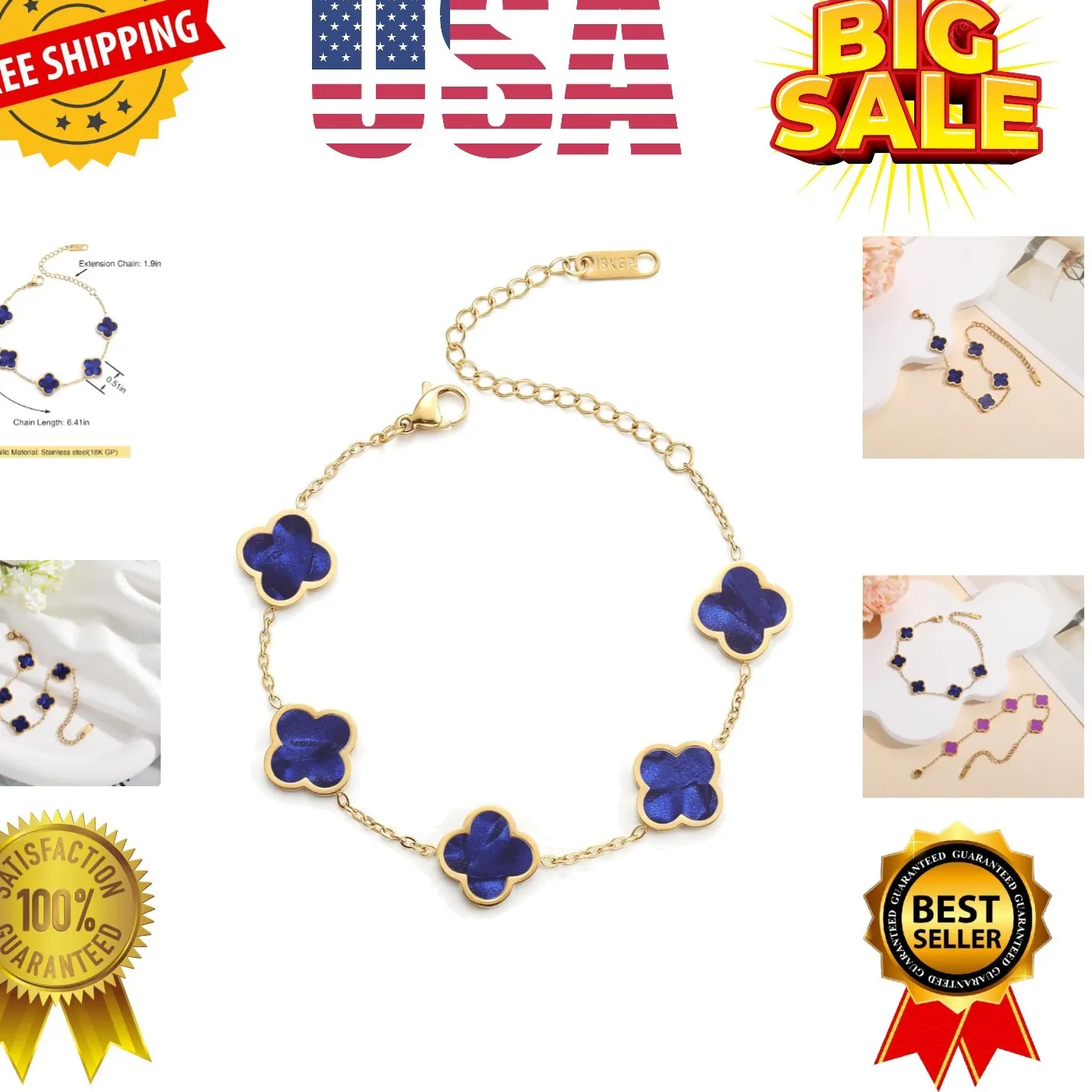 Authentic The Four-Leaf Sanctuary Golden Clover Bracelet