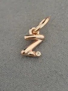 Authentic The Cipher of Self: 14K Rose Gold Plated Letter Z Script Dangle Charm