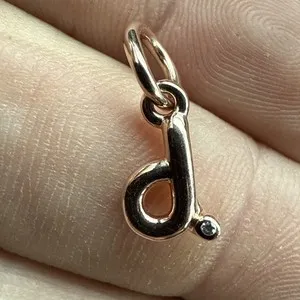 Authentic Enchanted Script Alphabet Charm in Rose-Gold Radiance