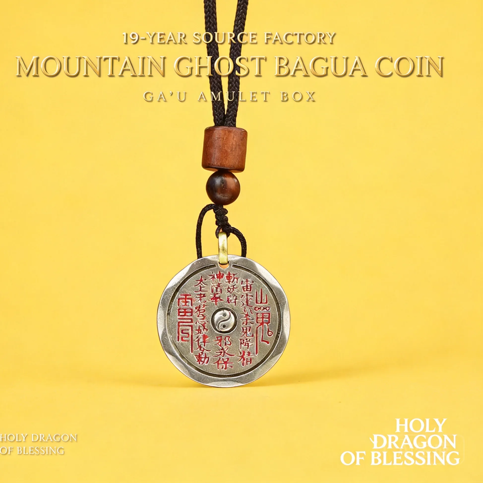 Authentic Mountain Ghost Guardian: A Feng Shui Gold‑Plated Amulet of Prosperity