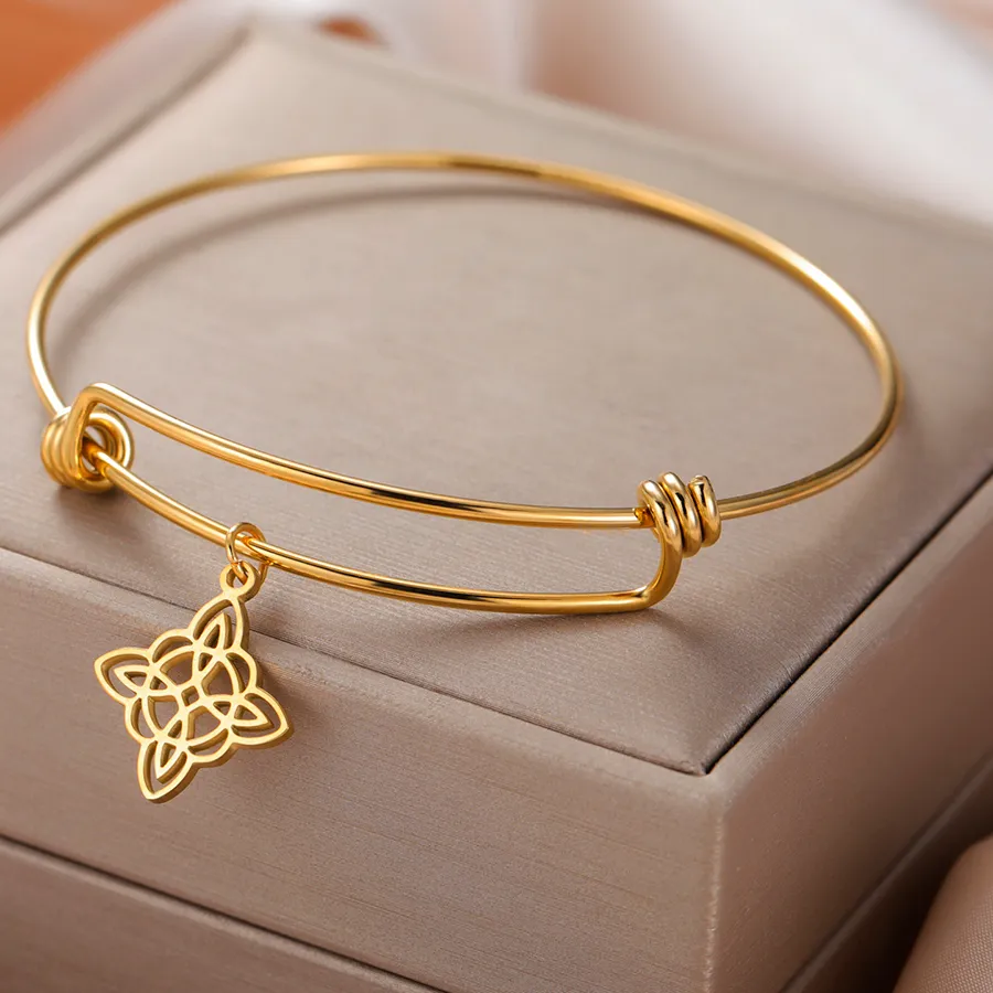 Authentic Dawapara Witch Knot Charm Bangle Adjustable Magic Wiccan Symbol Irish Good Luck Amulet Bracelet Couple Jewelry