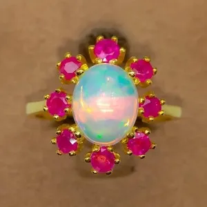 Authentic Celestial Radiance: The Opal and Ruby Alchemical Band