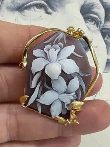 Authentic Ancient Venus Shell Cameo Pendant- Artisan Italian Gold- Plated Talisman