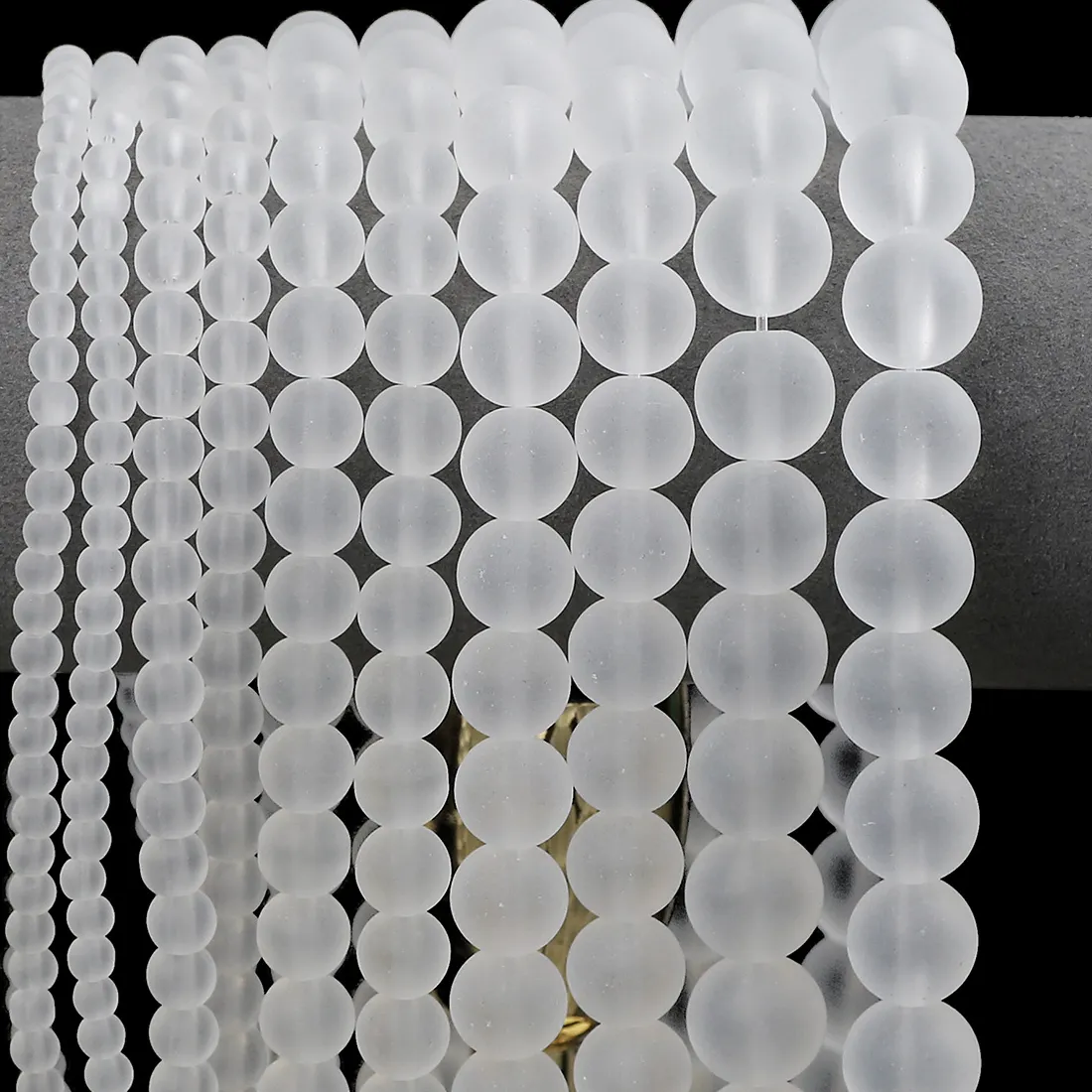 Authentic 1 Strand White Frosted Glass Beads For Jewelry Making Matte Round Loose Beads DIY Bracelet Necklace Craft Supplies 4/6/8/10/12mm