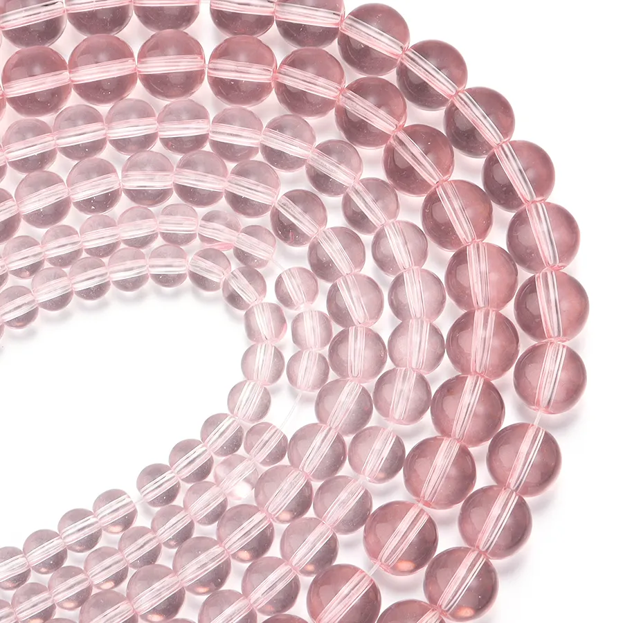 Authentic 1 Strand 6 8 10Mm Pink Glass Beads Round Smooth Loose Spacer Beads For Jewelry Making Diy Handmade Bracelet Necklace Accessories