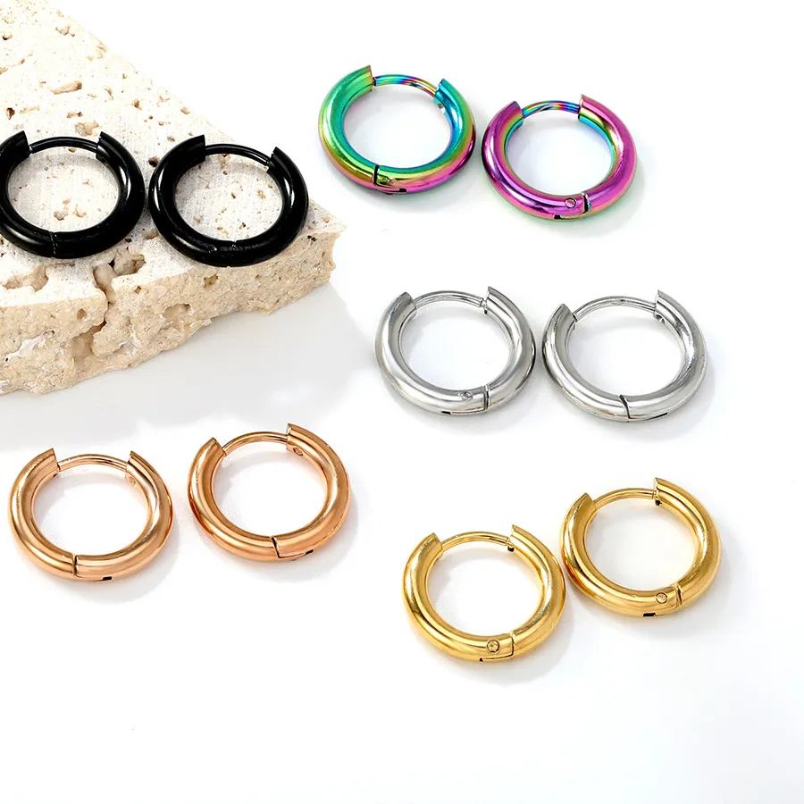 Authentic Luxusteel Small Hoop Earrings 1 5 10 Pairs Round Circle Punk Style Jewelry And 5 Colors