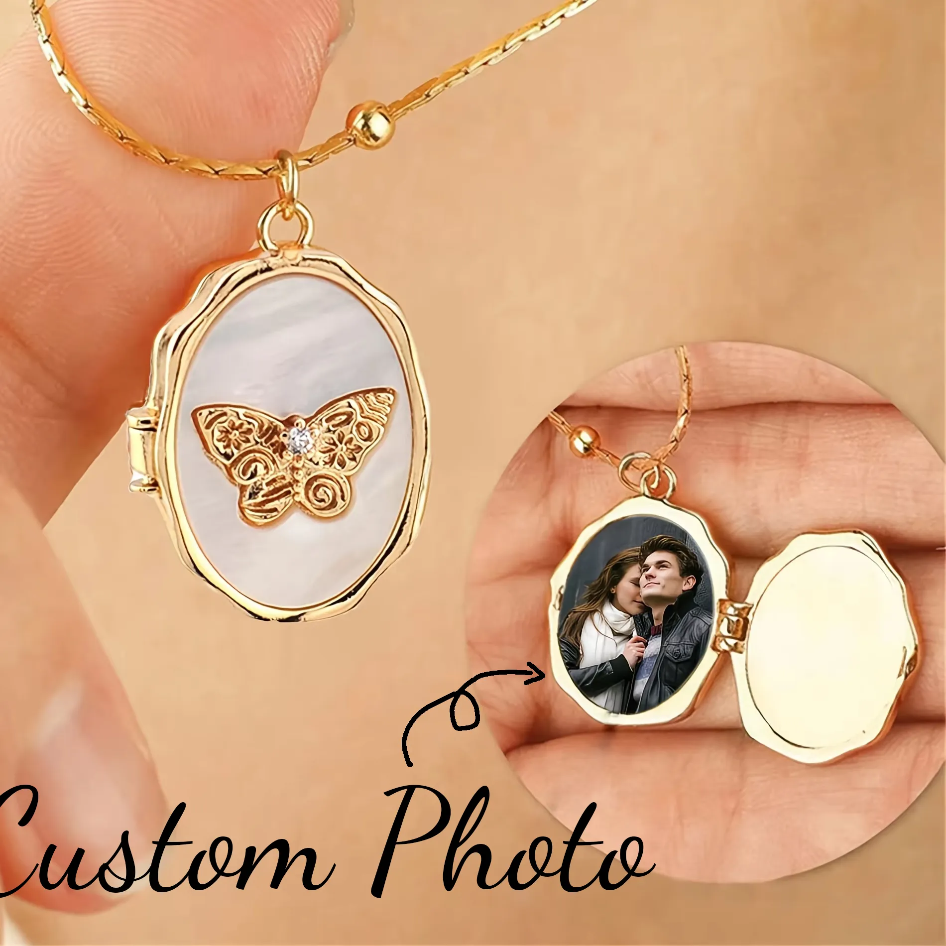 Authentic The Chrysalis Memory: Personalized Elliptical Butterfly Pendant