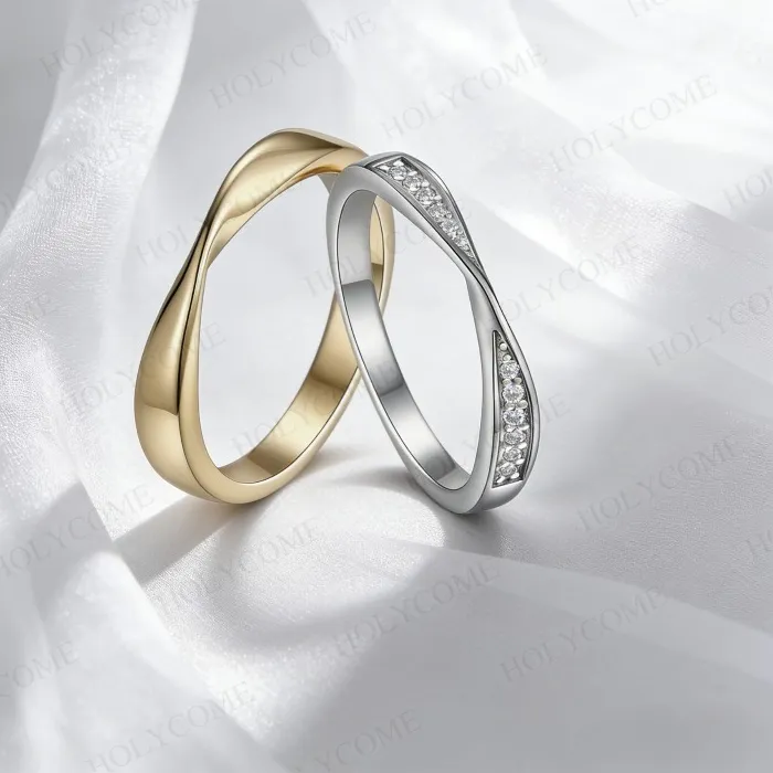 Authentic Entwined in Eternity: Dazzling Moissanite Couple Rings