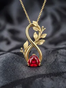 Authentic The Verdant Eternity: Ruby-Kissed Leaf Amulet