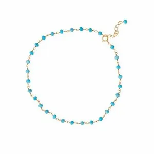 Authentic The Azure Tides Gold-Plated Bead Anklet of Serenity