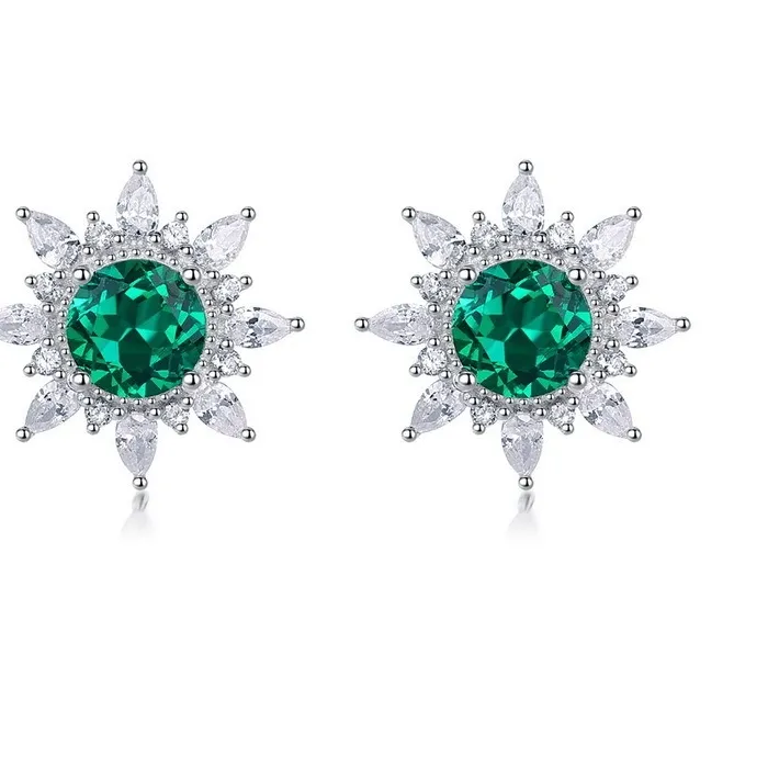 Authentic Enchanted Emerald Blossom Studs – Heart‑Opening Silver Flowers