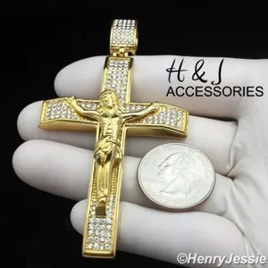 Authentic Icy Blessing: 3D Jesus Christ Cross Pendant of Illuminated Faith