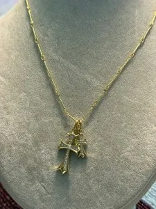 Authentic The Dual Cross Radiant Gold Amulet of Divine Alignment