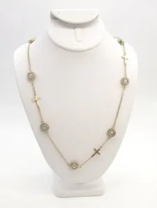 Authentic The Celestial Meridian: 31-Inch Gold-Plated Crystal Medallion and Crosses Chain