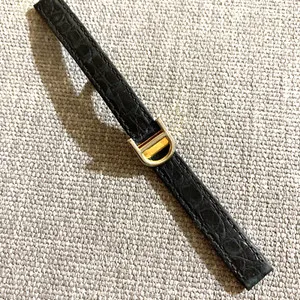 Authentic Embracing Elegance: Black Crocodile Strap with 18k Gold Plated Folding Clasp