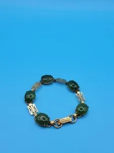Authentic Emerald Whisper: Gold‑Plated Jade Calligraphy Bracelet of Eternal Harmony