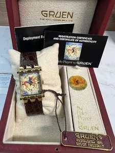 Authentic Celestial Polo Chronicle: Gold‑Plated Green Tank Watch of the Timeless Field