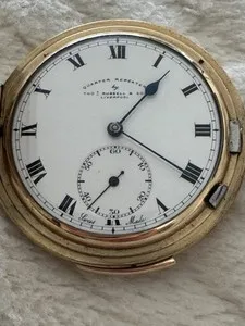 Authentic Thomas Russell & Sons Quarter Repeater Gold Plated Pocket Watch Full Hunter