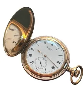 Authentic Antique Waltham Full Hunter Pocket Watch Gold Plated 5cm Bond St Grade WORKING