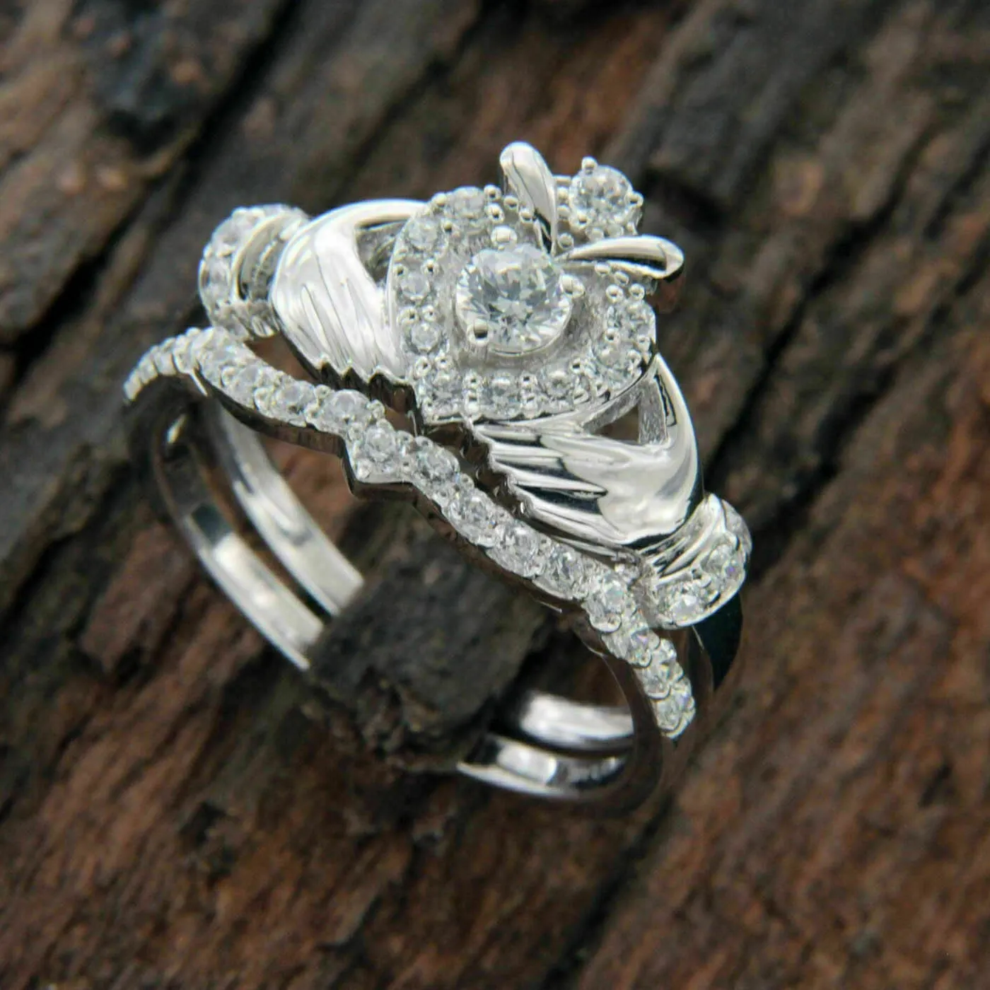 Authentic Love's Eternal Bond: 0.50Ct Simulated Diamond Claddagh Ring