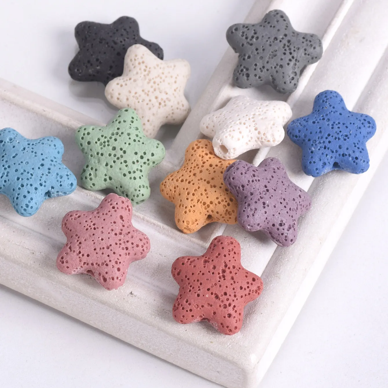 Authentic 5Pcs Natural Volcano Lava Stone Starfish Shape 20Mm 23Mm 40Mm Loose Crafts Beads For Jewelry Making Diy Earring Findings