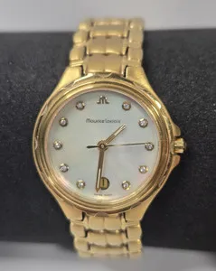 Authentic Vintage Maurice Lacroix Calypso 79514 Ladies Gold Plated Watch MOP Diamond Dial