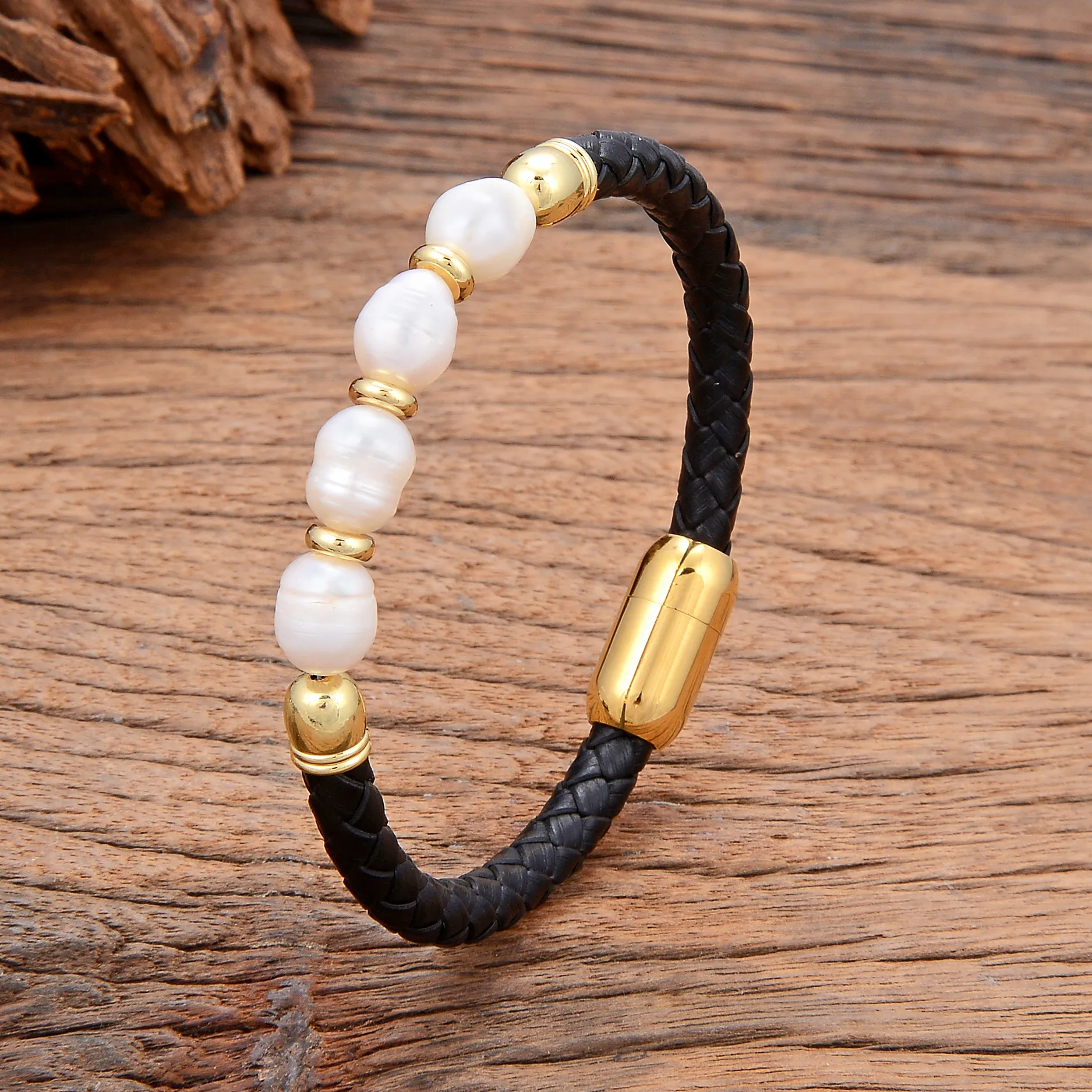 Authentic The Baroque Pearl and Leather Sacred Harmony Bracelet