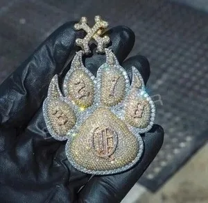Authentic The Eternal Bond Amulet: Custom Paw and Letter Moissanite Talisman in 14k Two-Tone Gold Finish