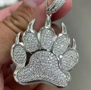 Authentic The Guardian Paw: 2.50Ct Simulated Diamond Sterling Silver & White Gold Talisman