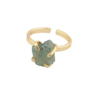 Authentic The Azure Tide: Raw Aquamarine Soul-Anchor Ring