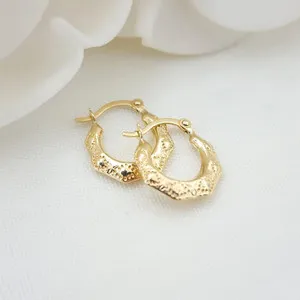 Authentic Celestial Orbs: Radiant Gold-Plated Textured Hoops