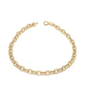 Authentic Technibond Alternate Textured Oval Chain Necklace 14K Yellow Gold Plated Silver