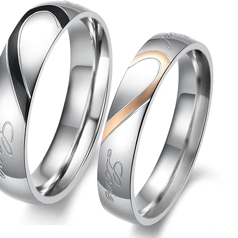Authentic Jewelry Solid Polished Lover Couples Rings Us Size 5 6 7 8 9 10 11 12 13 14 15