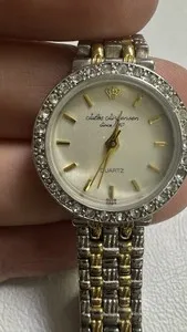 Authentic VINTAGE JULES JURGENSEN GOLD PLATED AUSTRIAN CRYSTALS WOMEN’S WATCH