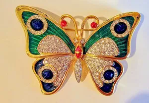 Authentic Celestial Gold‑Plated Butterfly Brooch – Enchanted Austrian Crystal Wings