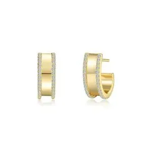 Authentic Golden Halo: Lafonn Yellow Gold-Plated Half Hoop Earring