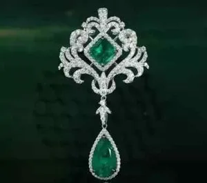 Authentic Radiant Verdant Star 14K White Gold Plated Lab Created Emerald Pendant