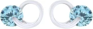 Authentic Celestial Whispers Simulated Birthstone Stud Earrings in Radiant White Gold Plate