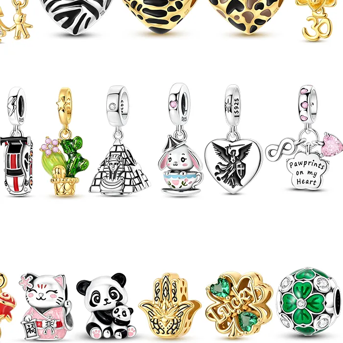 Authentic 925 sterling silver lucky clover pendant bead decoration is perfect for European bracelets, necklaces, low sensitivity DIY high-