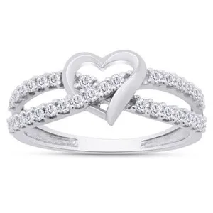Authentic Heart of Promise: 10k Solid Gold Simulated Diamondfinity Heart Ring
