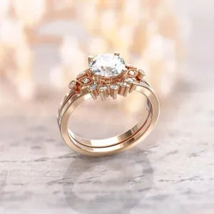 Authentic Round Moissanite Bridal Engagement Ring Stacking Anniversary Proposal Band Women
