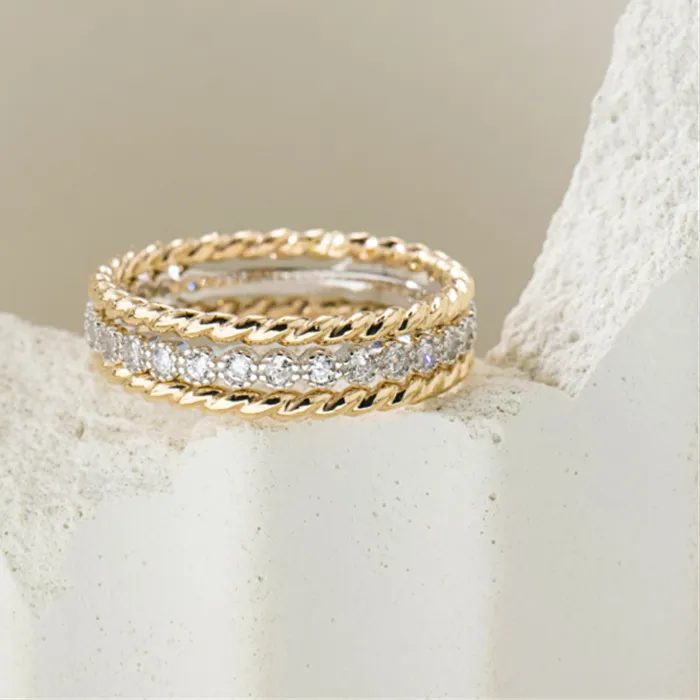 Authentic Of 3 Gold Filled Stacking Ring Handmade Zircon Tarnish Resistant Jewelry Dainty Jewelry Boho Minimalism Ring
