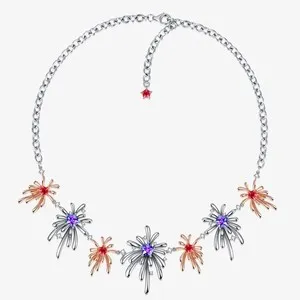 Authentic Fei Liu Carpe Diem Silver Rose Gold Plated Crystal Flower Necklace CAR-925R-1...