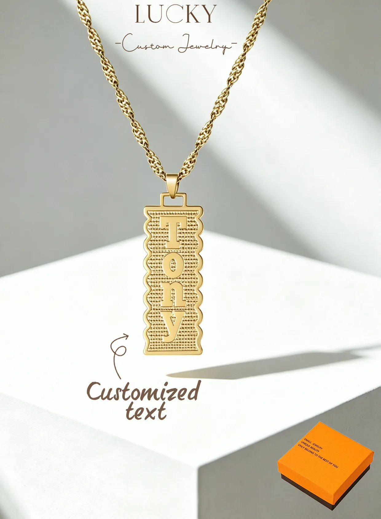 Authentic 1 Diy Custom Name Necklace, Length 45 Centimeters, Customizable Name, Daily Style, Product Includes Box, Cus