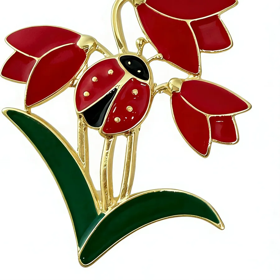 Authentic The Crimson Herald of Fortuitous Bloom Brooch