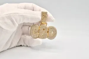 Authentic The Golden Cipher: Iced Out CBD Initial Pendant in Sterling Silver