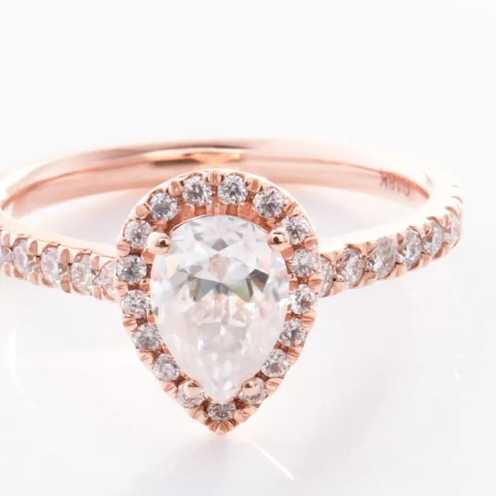 Authentic The Luminous Tear of Dawn Moissanite Engagement Ring